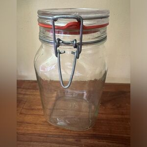 Hermetic Glass Canister Jar 1.5L  England 9”Hx 4"x4" Ravenhead Kilner Hasp &Bail